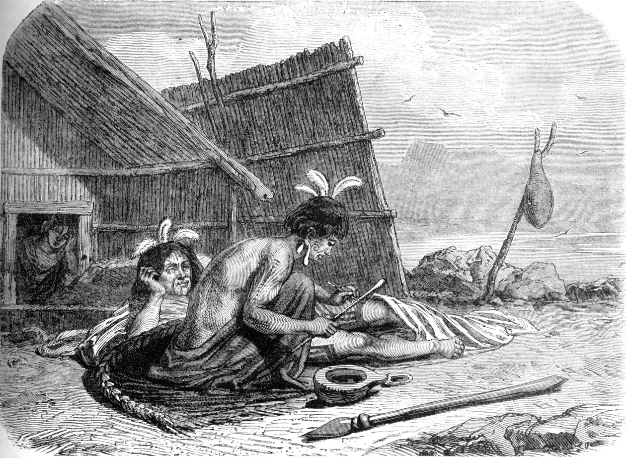 Tätowierung eines Maori-Häuptlings, um 1880 von Unbekannt