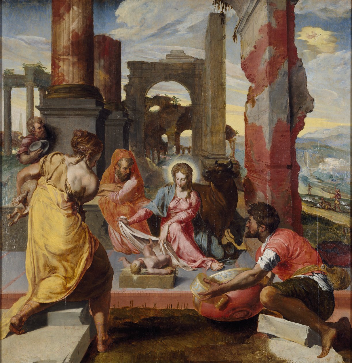 Die Anbetung der Hirten, ca. 1560-1570 von Unbekannt