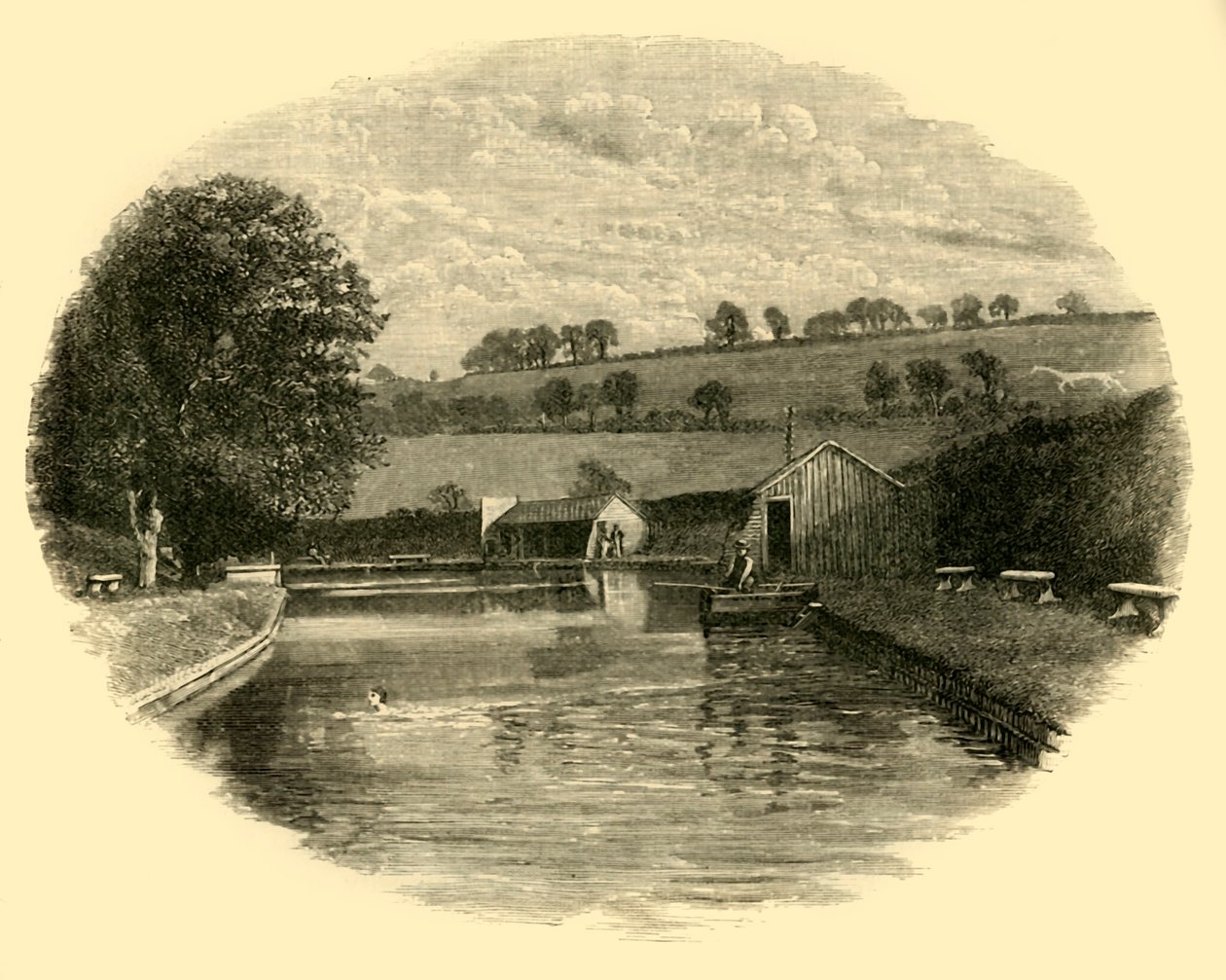 Der Badeplatz, 1898 von Unbekannt