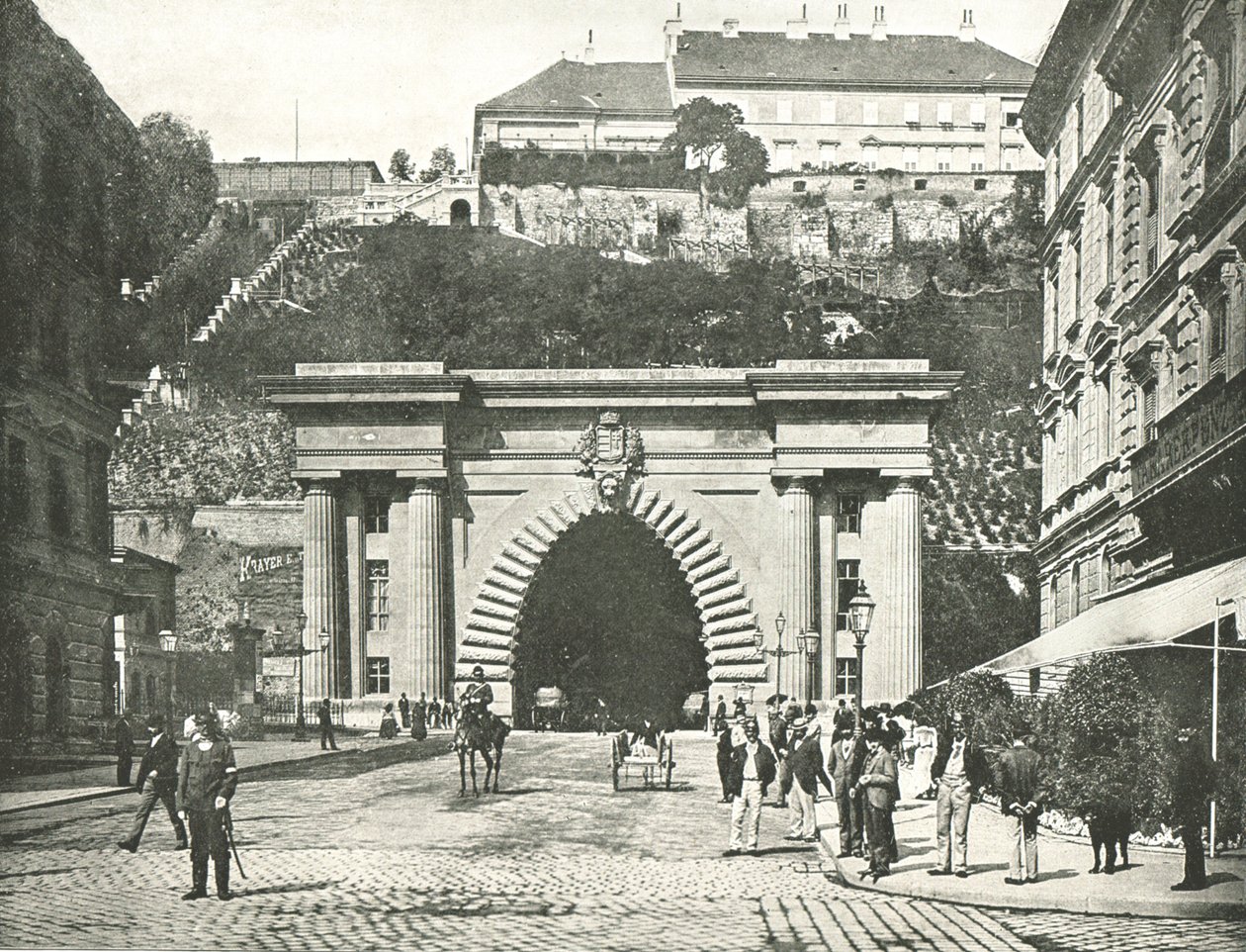 Der Buda-Burg-Tunnel, Budapest, Österreich-Ungarn, 1895 von Unbekannt