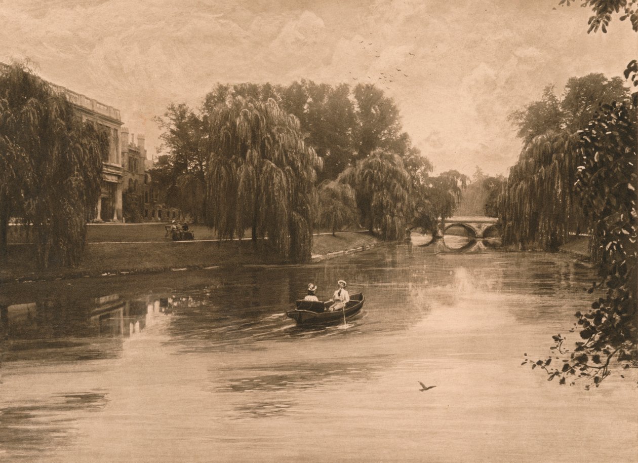 Die Cam in Cambridge mit dem Trinity College, 1902 von Unbekannt