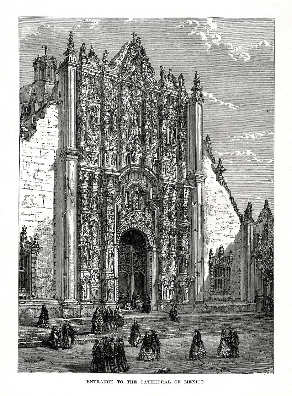 Die Kathedrale, Mexiko-Stadt, Mexiko, 19. Jahrhundert von Unbekannt