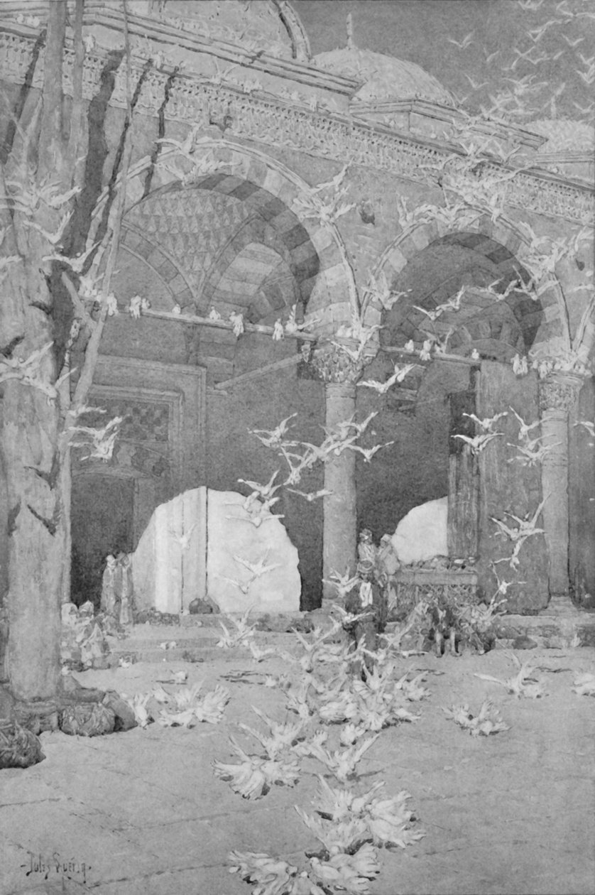 Der Innenhof der Taubenmoschee, 1913 von Unbekannt