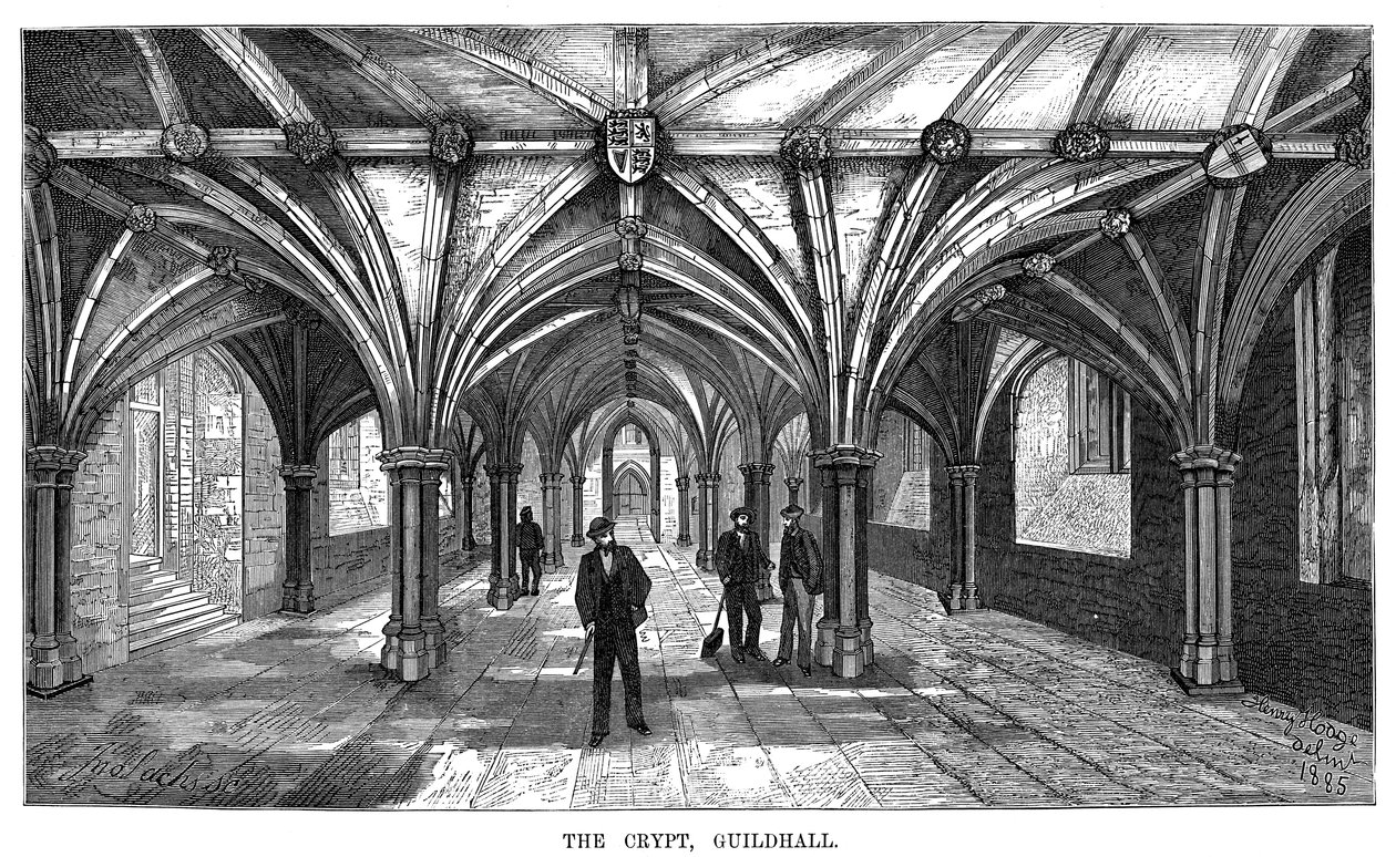 Die Krypta, Guildhall, City of London, 1886 von Unbekannt