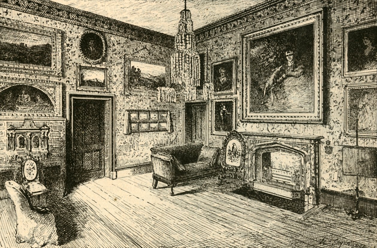 Das Wohnzimmer in Abbotsford, 1882 von Unbekannt