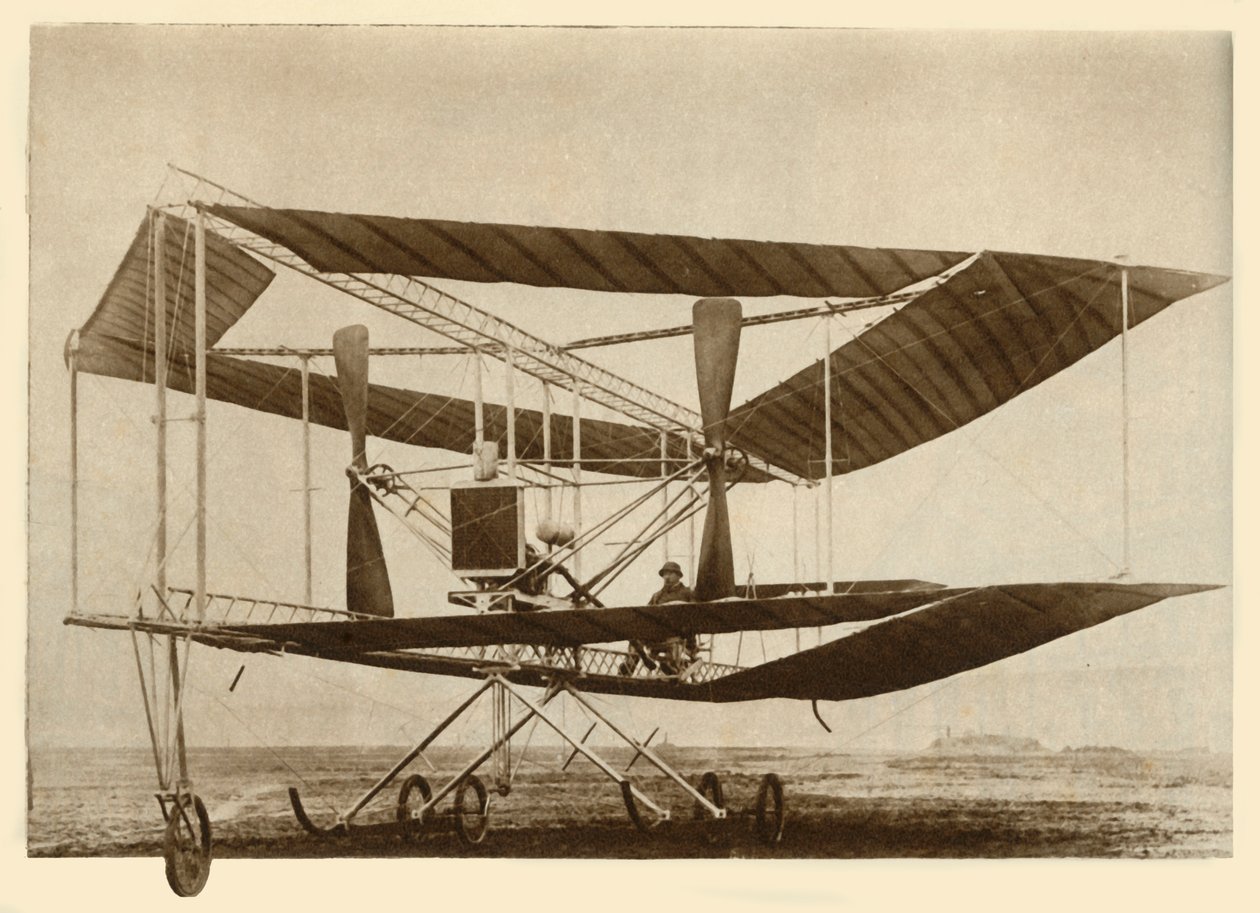 Das rhomboidale Doppeldeckerflugzeug von Edwards, um 1911 von Unbekannt