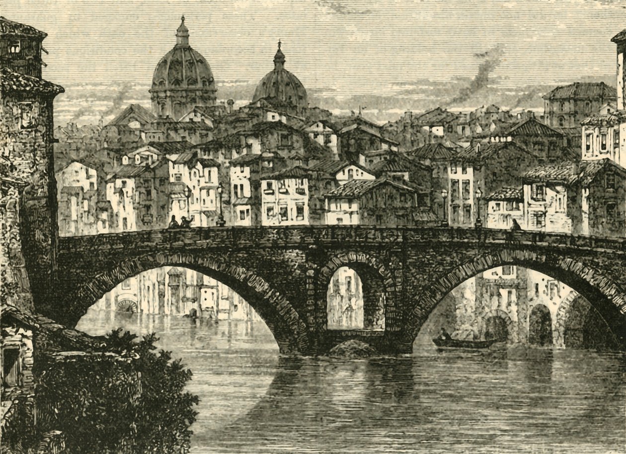 Die Fabricianische Brücke, Rom, 1890 von Unbekannt