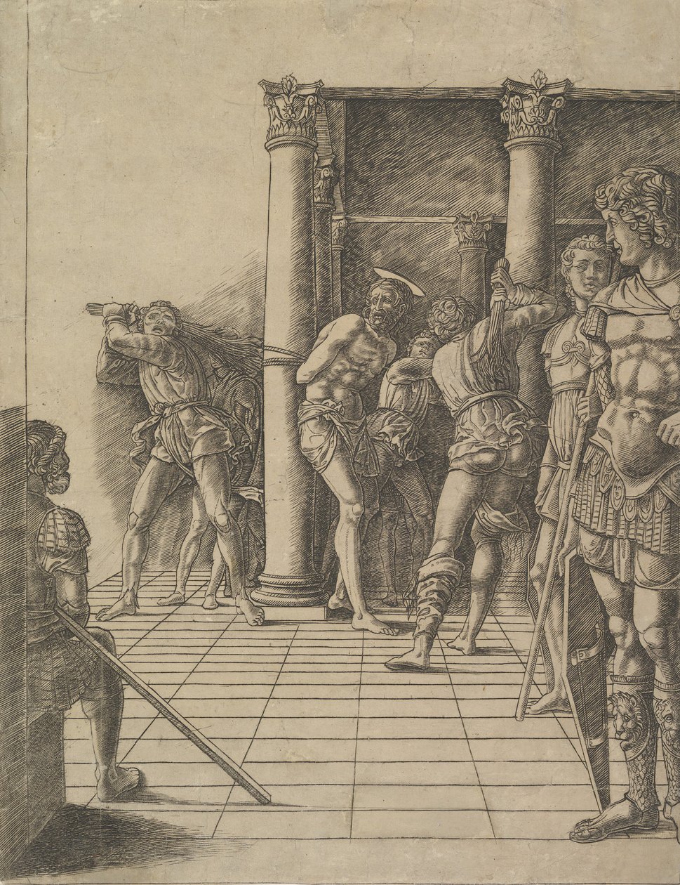 Die Geißelung, mit dem Pflaster, ca. 1475-80 von Unbekannt