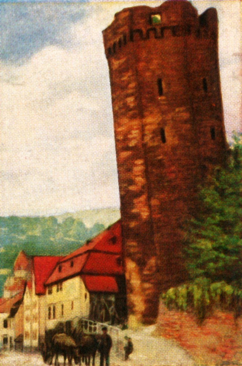 Der schiefe Turm von Dausenau, um 1928 von Unbekannt