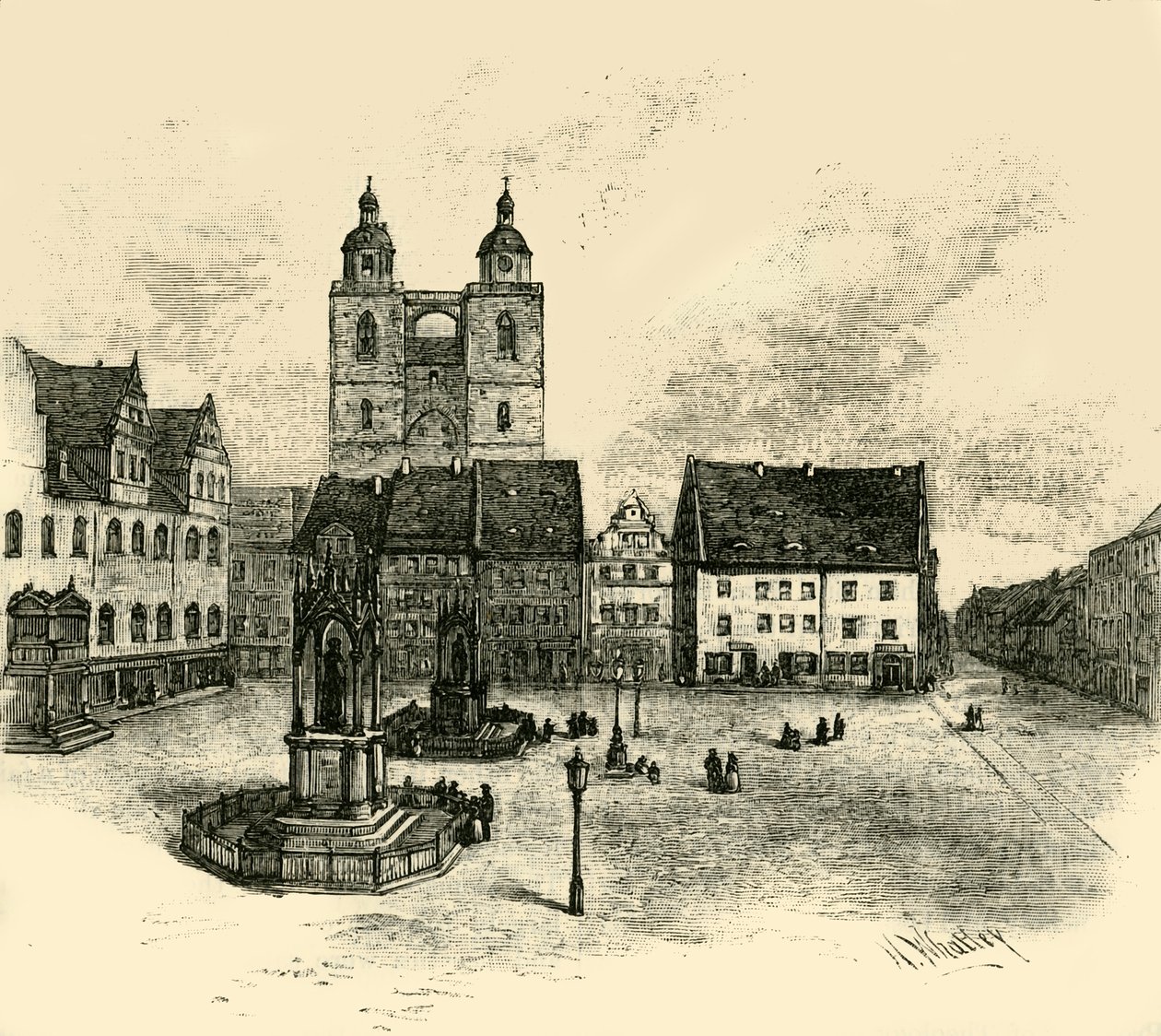Der Marktplatz, Wittenberg, 1890 von Unbekannt