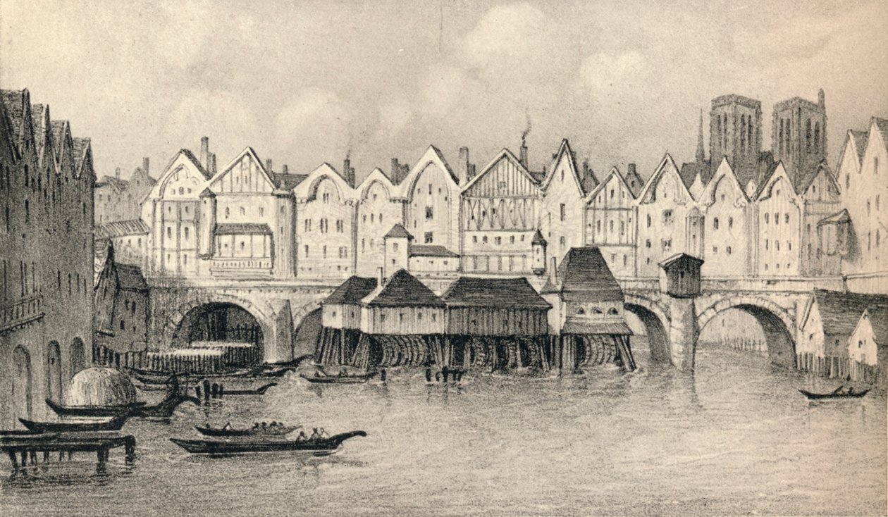 Die Pont Notre-Dame im Jahr 1560, 1915 von Unbekannt