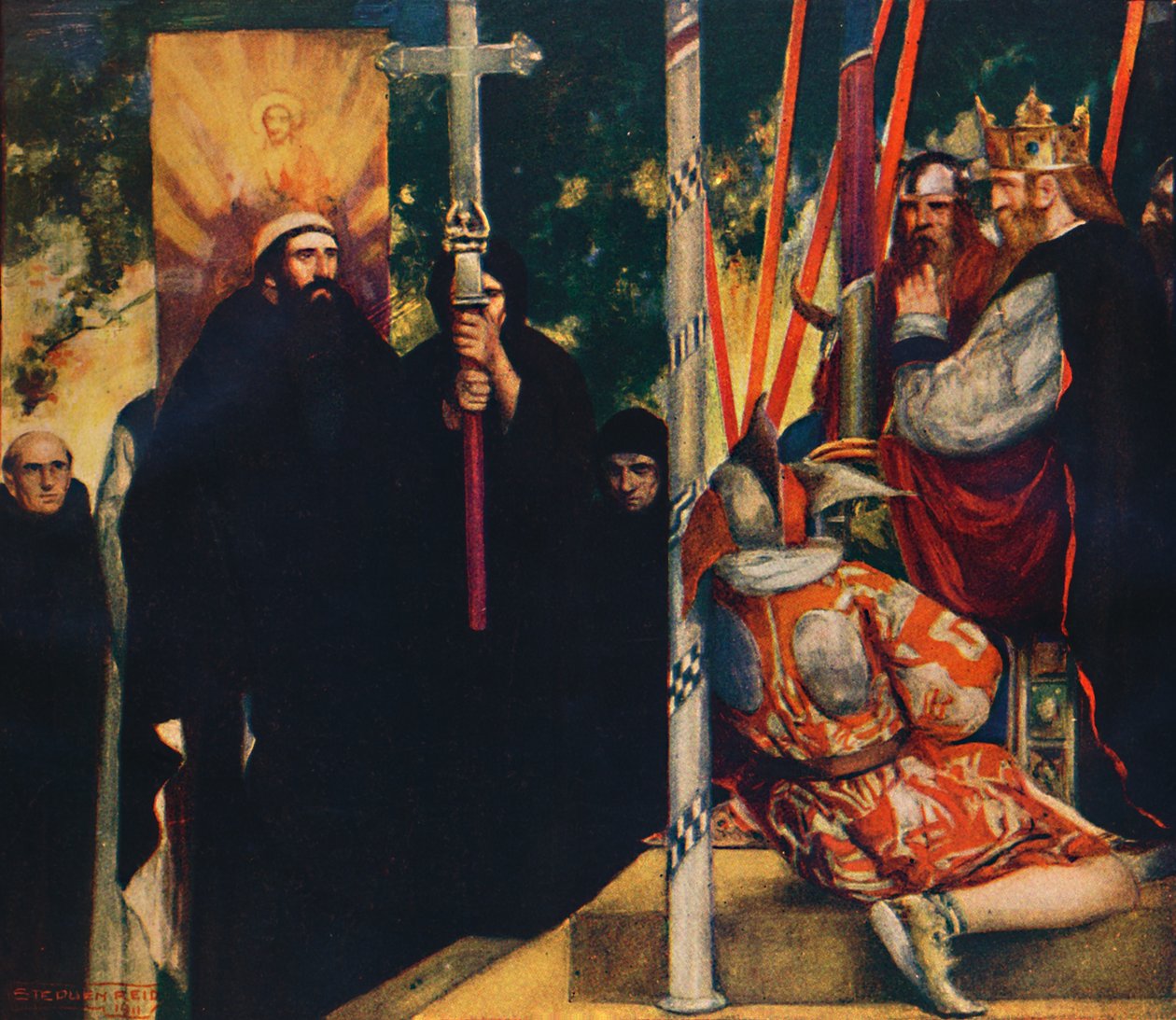Die Aufnahme des Heiligen Augustinus durch Ethelbert, 1912 von Unbekannt