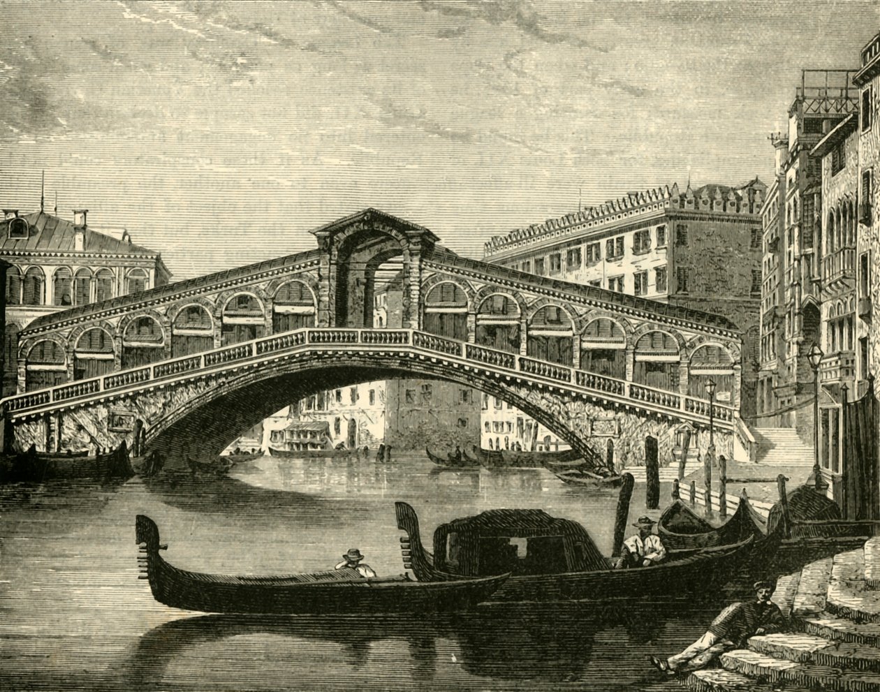 Die Rialto-Brücke, Venedig, 1890 von Unbekannt