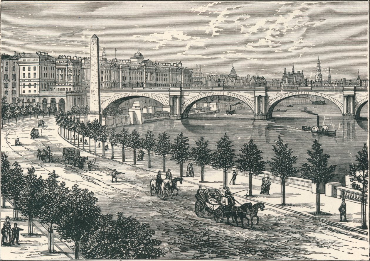 Das Themse-Ufer, zeigt Kleopatras Nadel, 1896 von Unbekannt