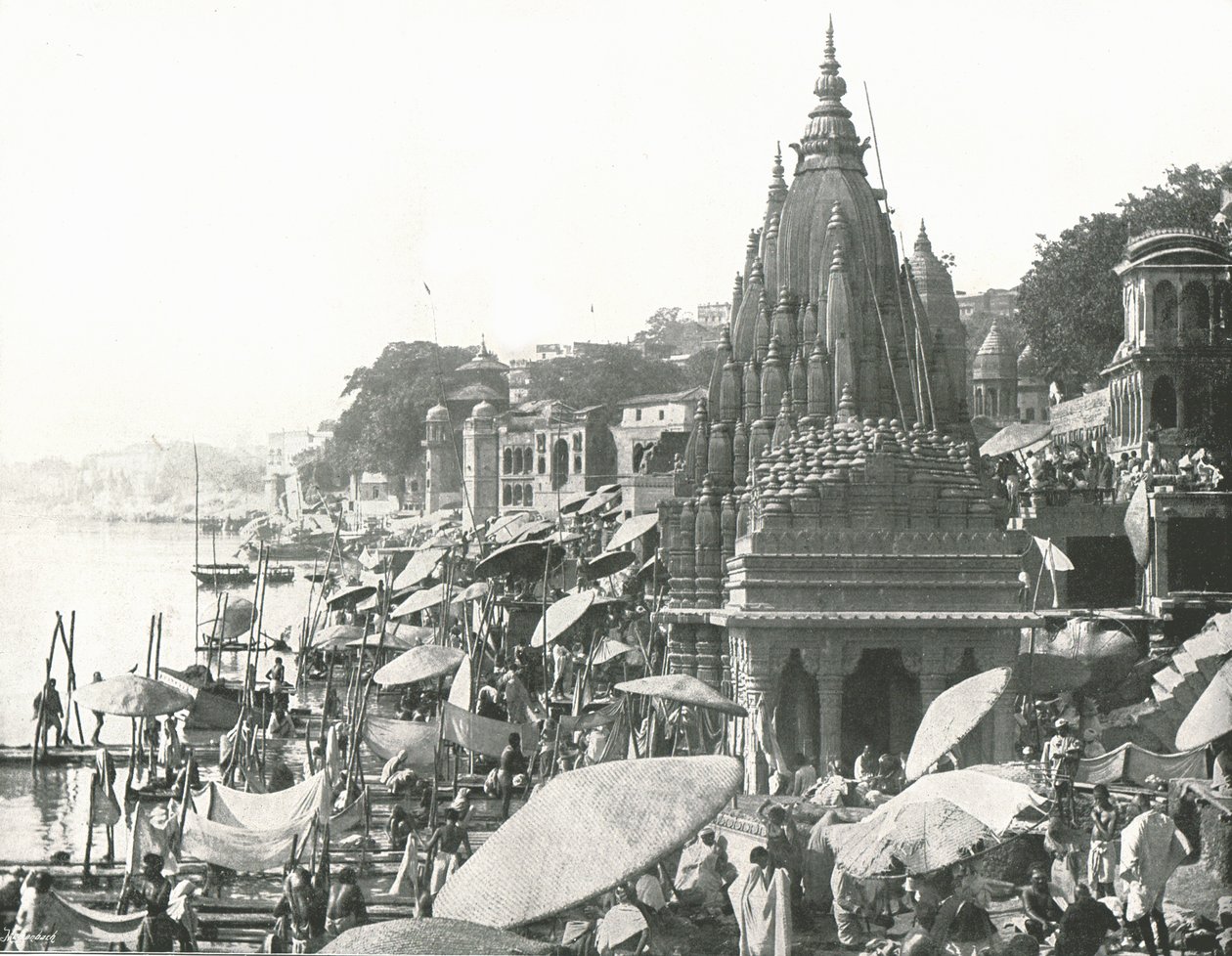 Der Vishnu-Teich und Ghat, Benares, Indien, 1895 von Unbekannt