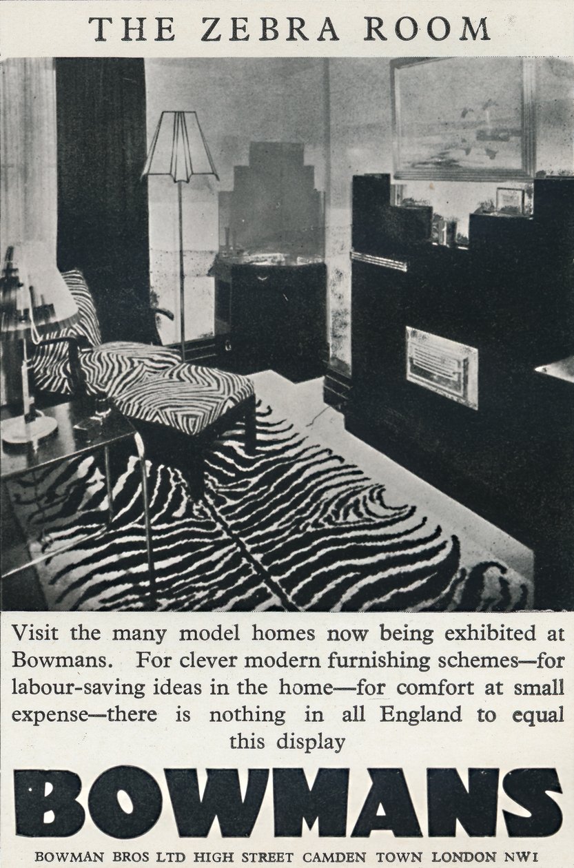 Das Zebra-Zimmer - Bowmans, 1933 von Unbekannt