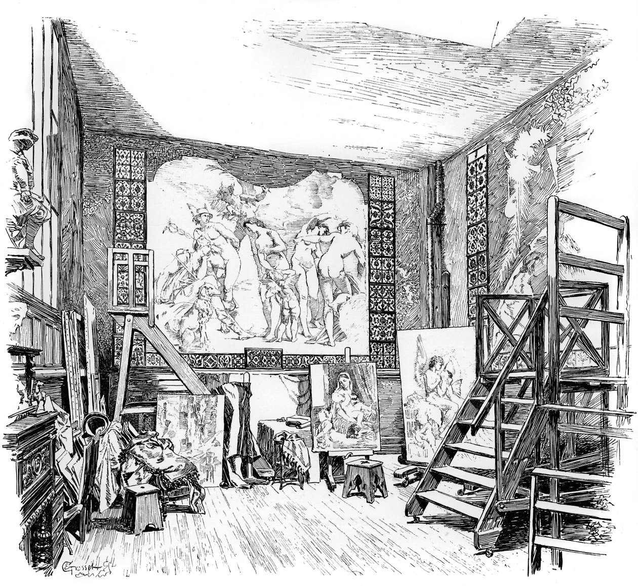 Das Atelier von Paul-Jacques-Aimé Baudry, ca. 1880-1882 von Unbekannt