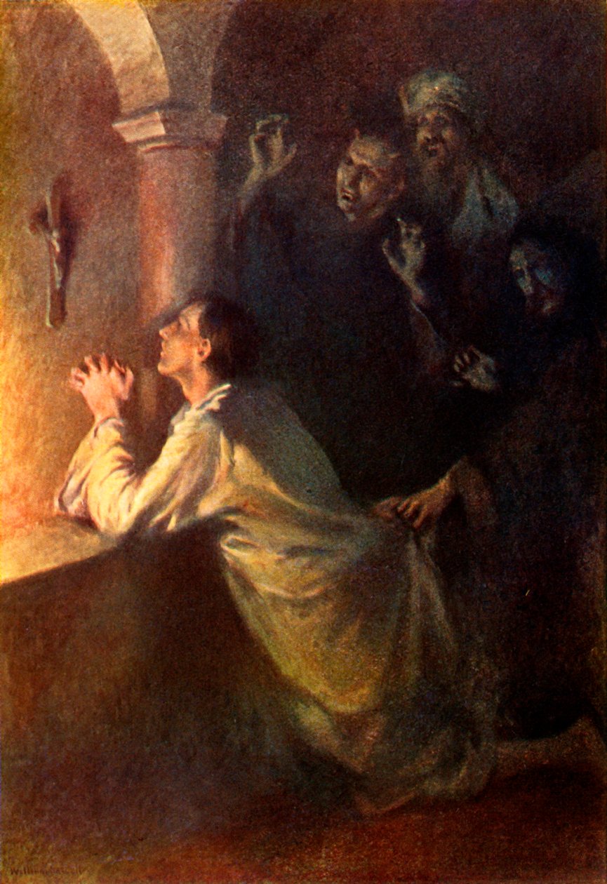 Der junge Mann bemühte sich ernsthaft im Gebet, 1917 von Unbekannt