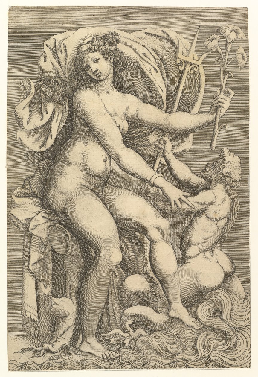 Thetis sitzt mit einem Triton, 16. Jahrhundert von Unbekannt