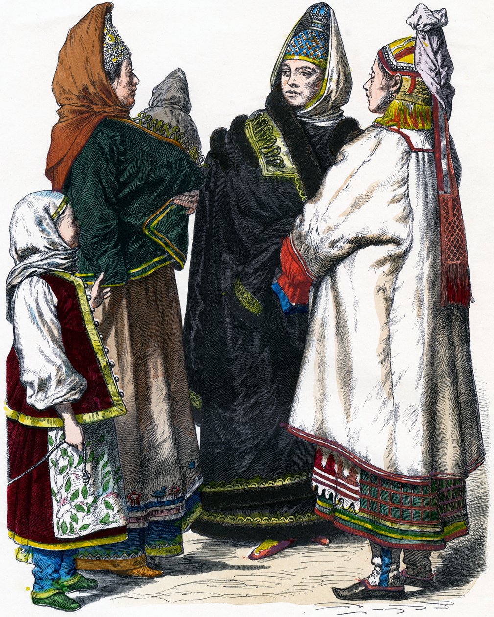 Traditionelle russische Tracht, um 1850 von Unbekannt