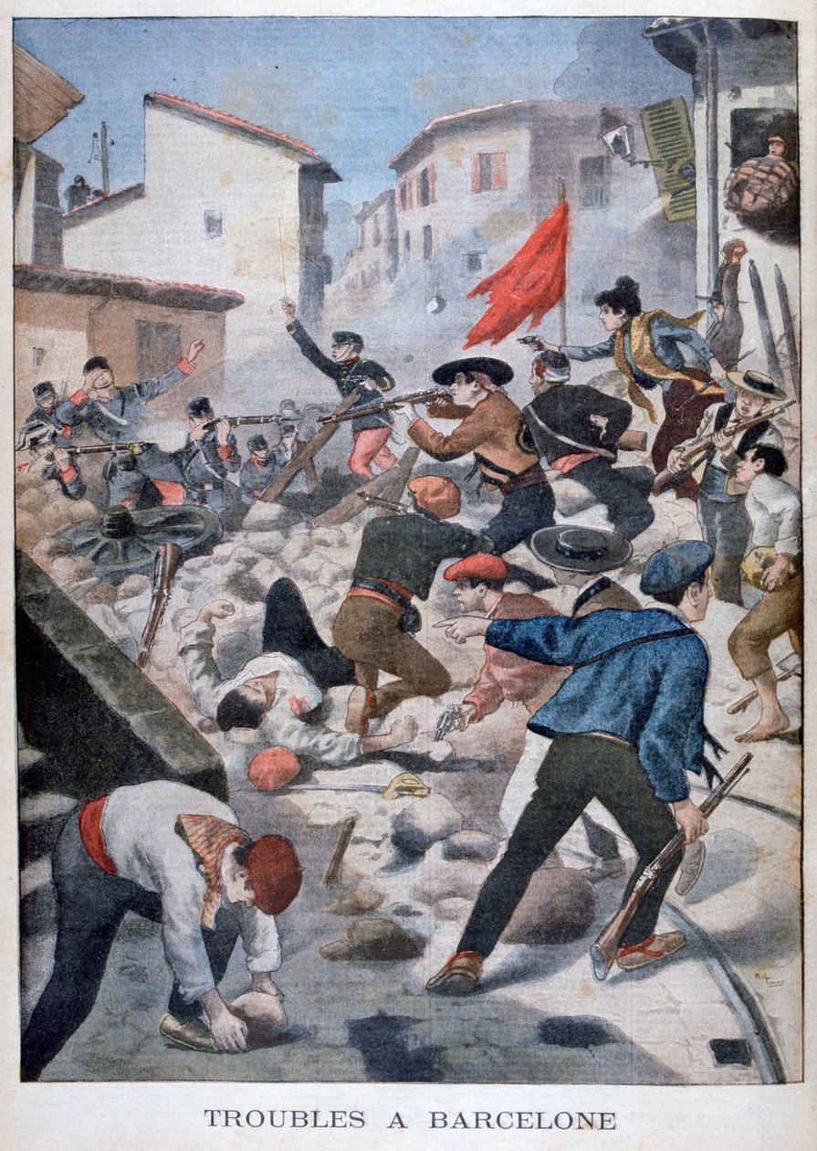 Unruhen in Barcelona, 1902 von Unbekannt