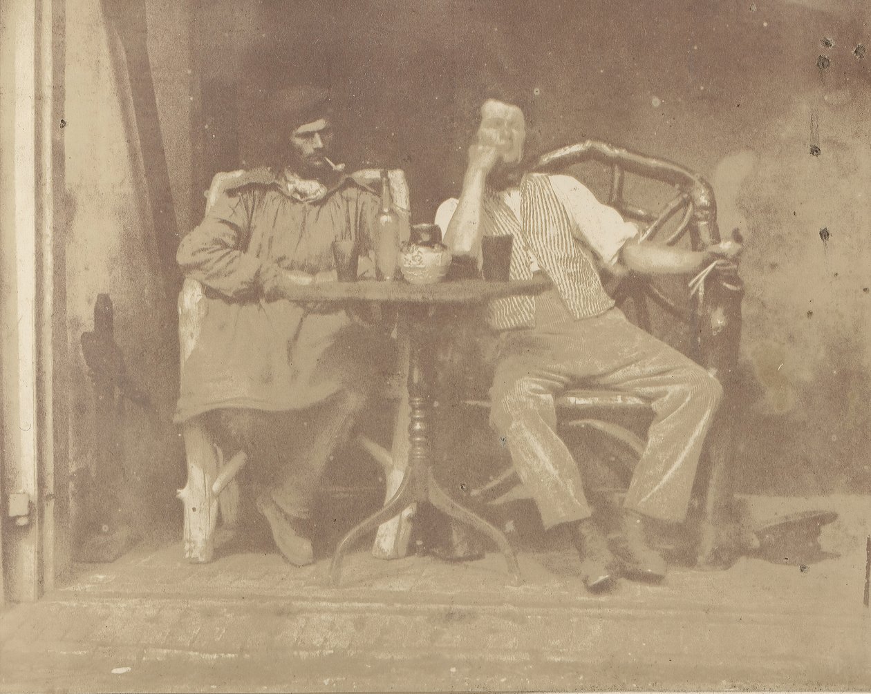 Zwei Männer an einem Tisch, 1850er Jahre von Unbekannt