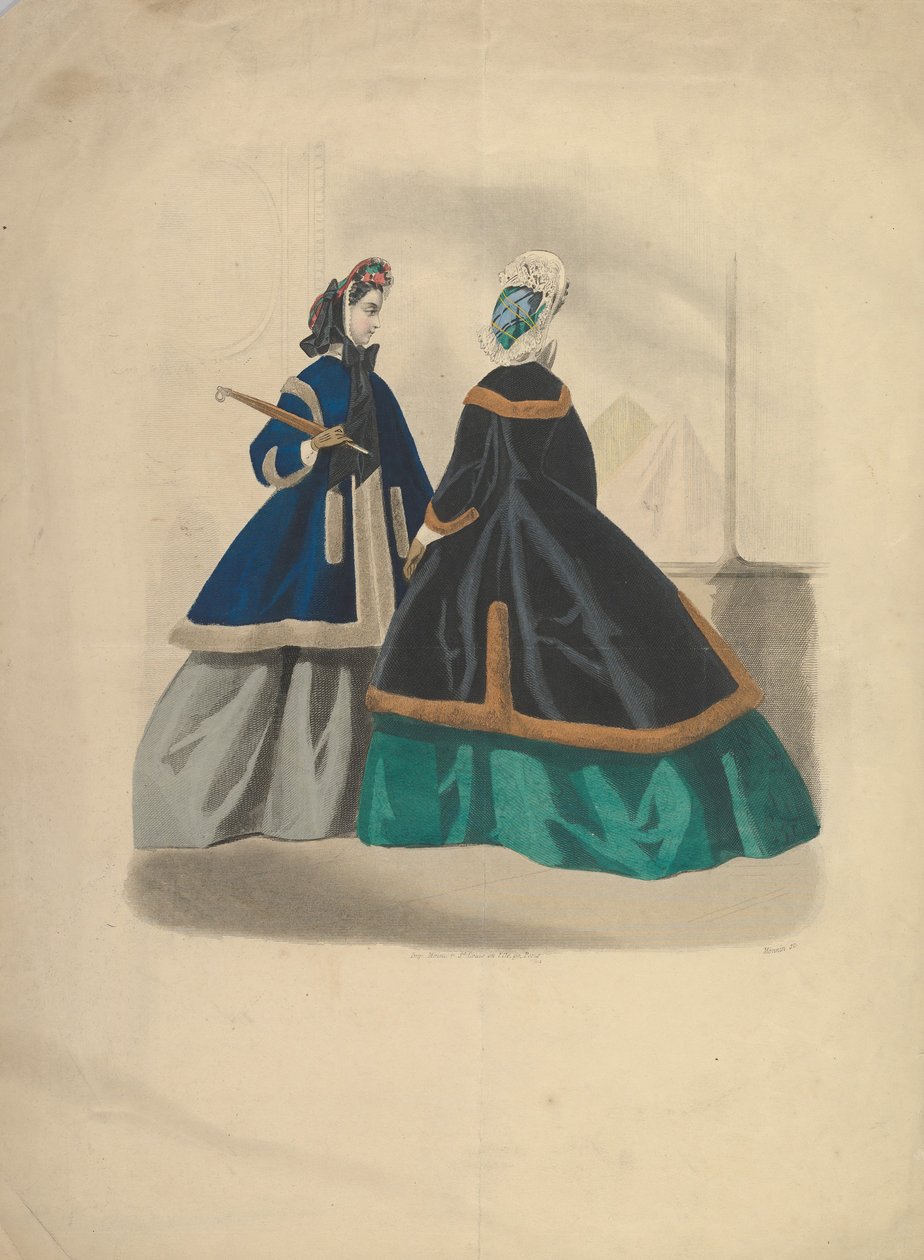 Zwei Frauen in Mänteln, 1863-64 von Unbekannt