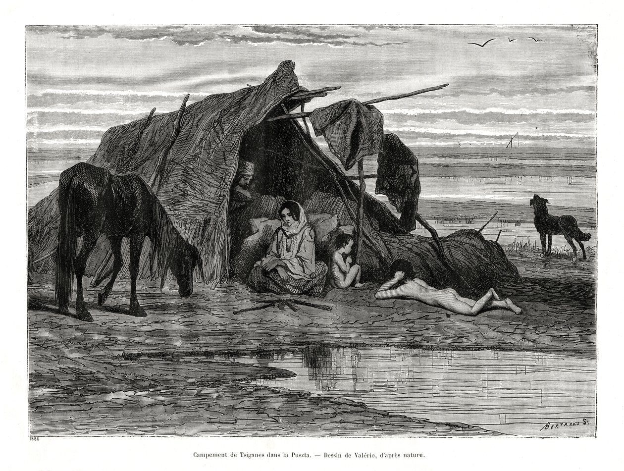 Zigeuner campen in der Puszta, 1886 von Unbekannt