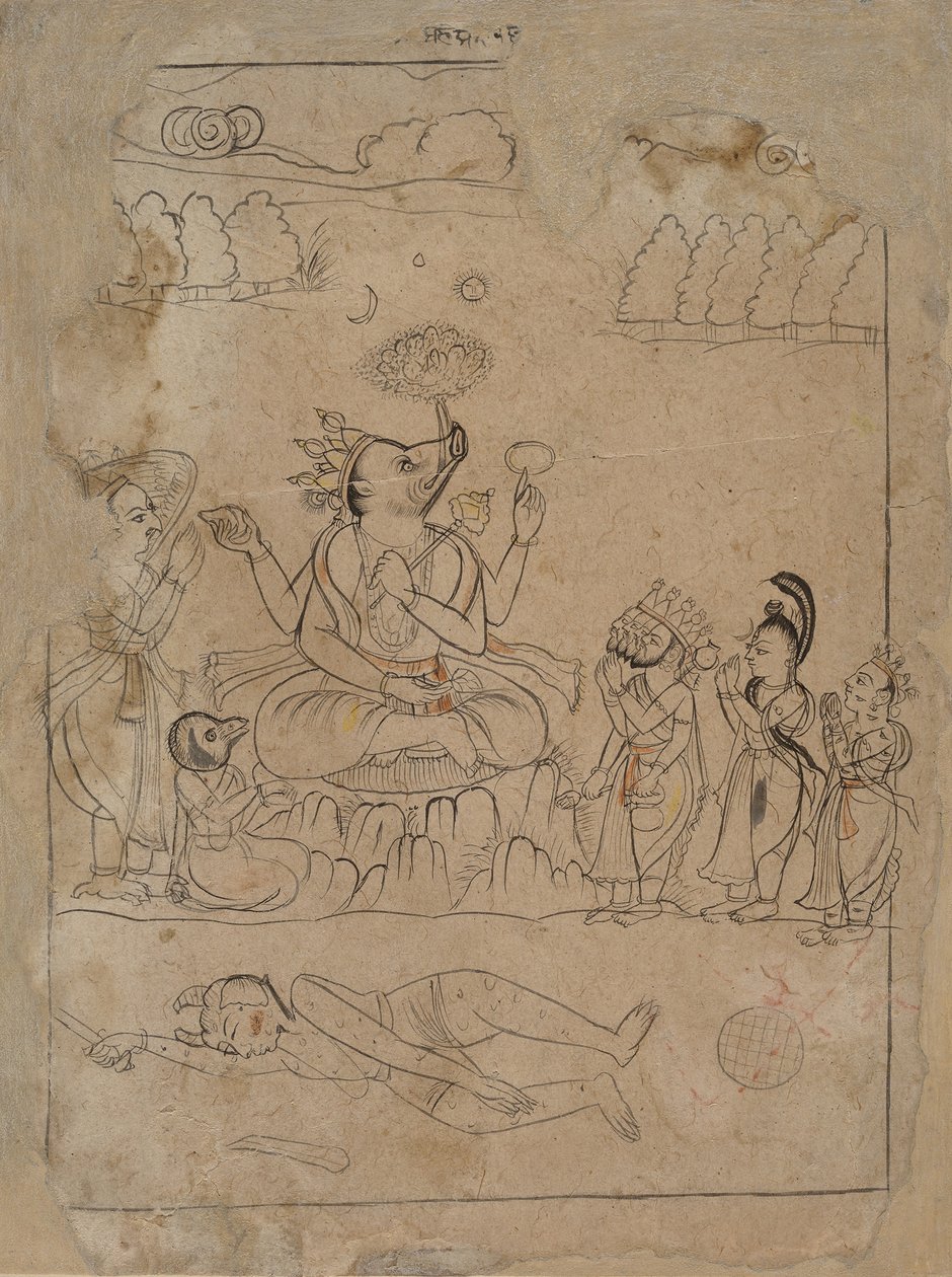 Varaha triumphierend, spätes 18. Jahrhundert von Unbekannt