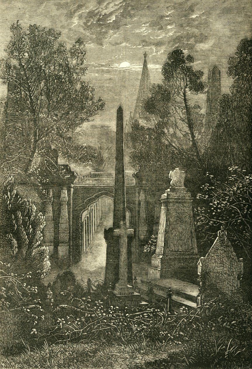 Ansicht auf den Highgate Cemetery, ca. 1876 von Unbekannt