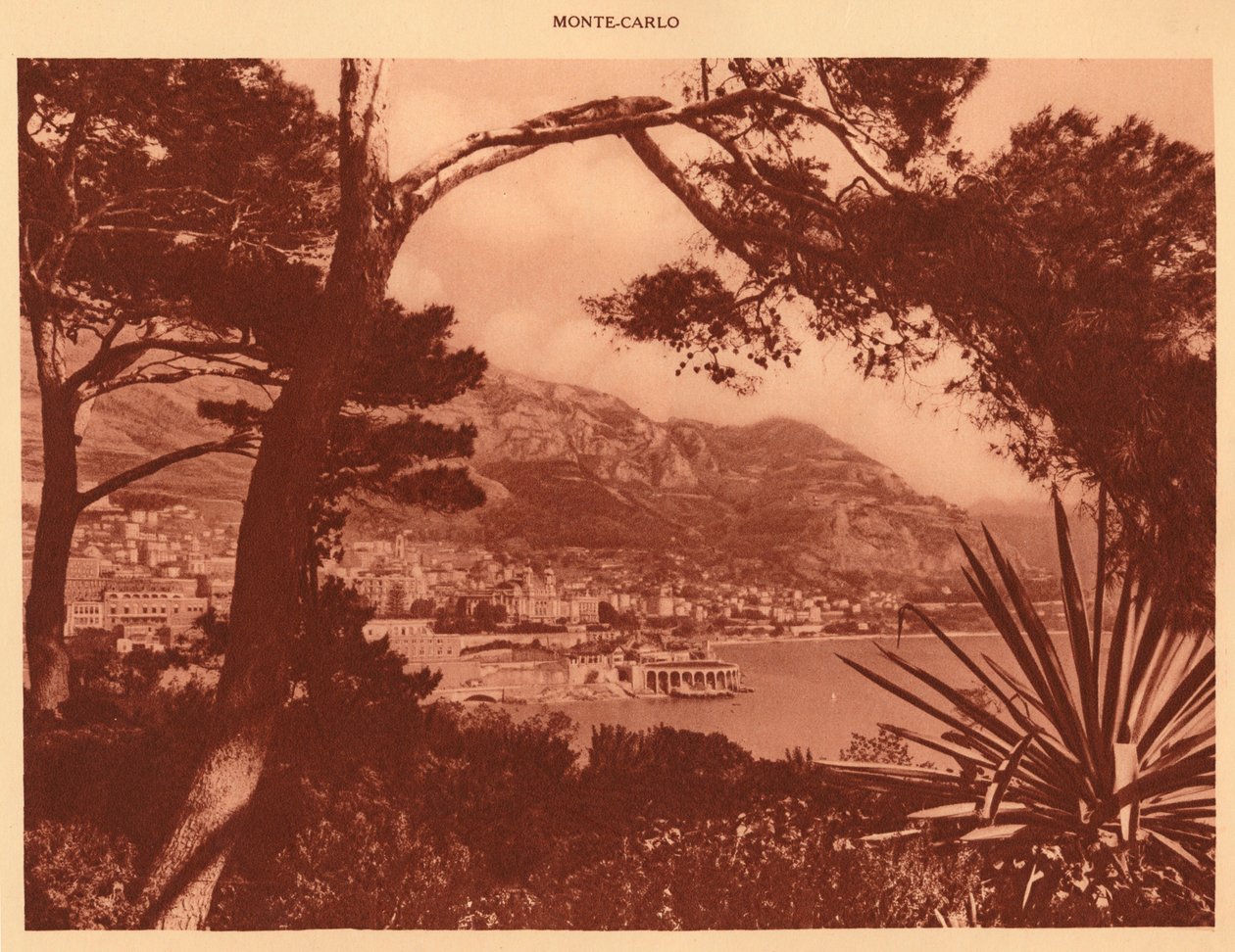 Ansicht von Monte-Carlo von Monaco aus, 1930 von Unbekannt