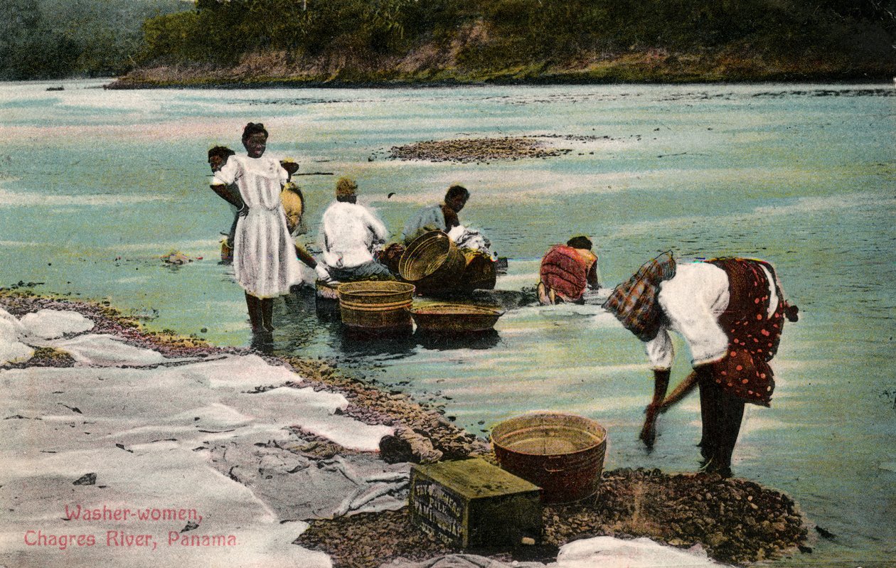 Wäscherinnen, Charges River, Panama, frühes 20. Jahrhundert von Unbekannt
