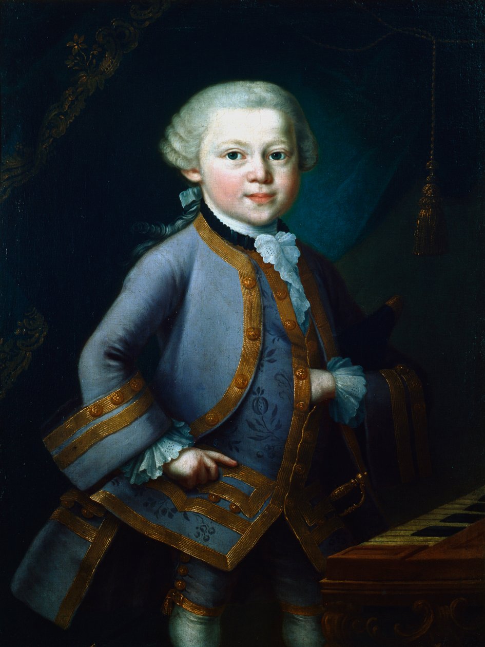 Wolfgang Amadeus Mozart, österreichischer Komponist, 1761 von Unbekannt