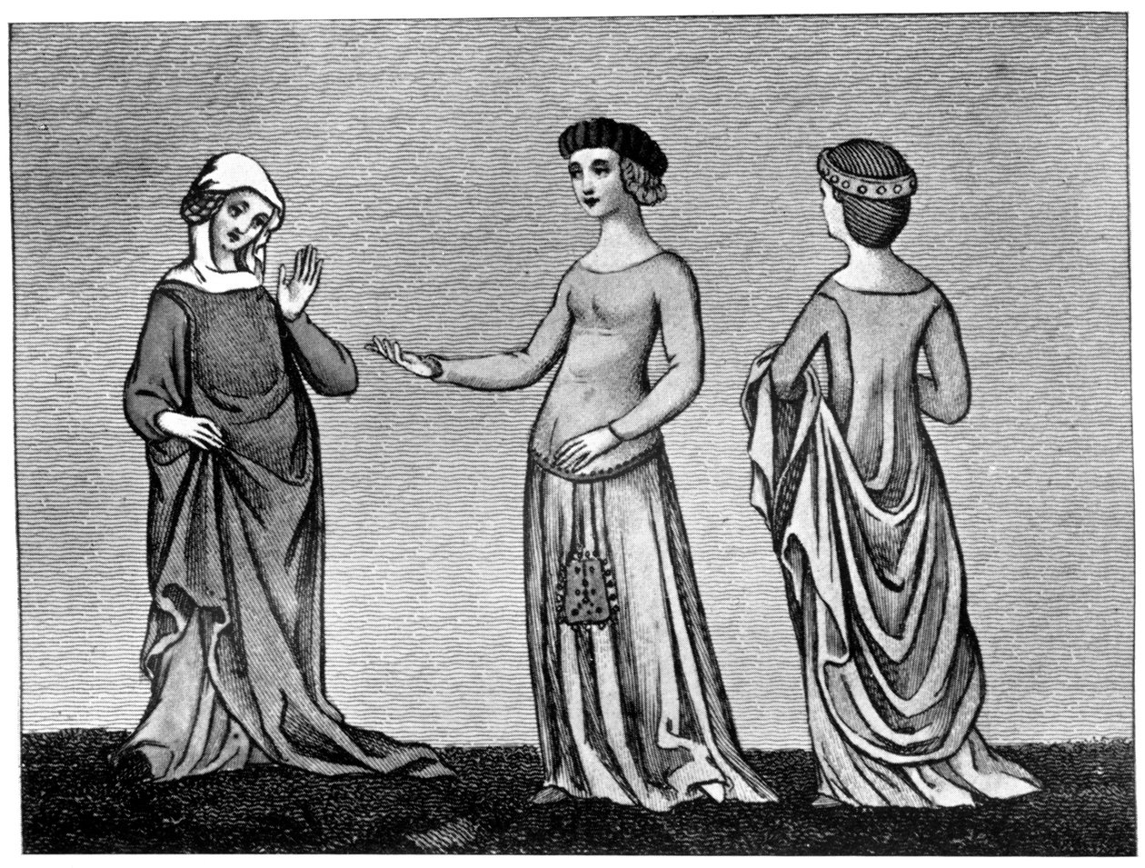 Frauenkleidung, 14. Jahrhundert, 1910 von Unbekannt