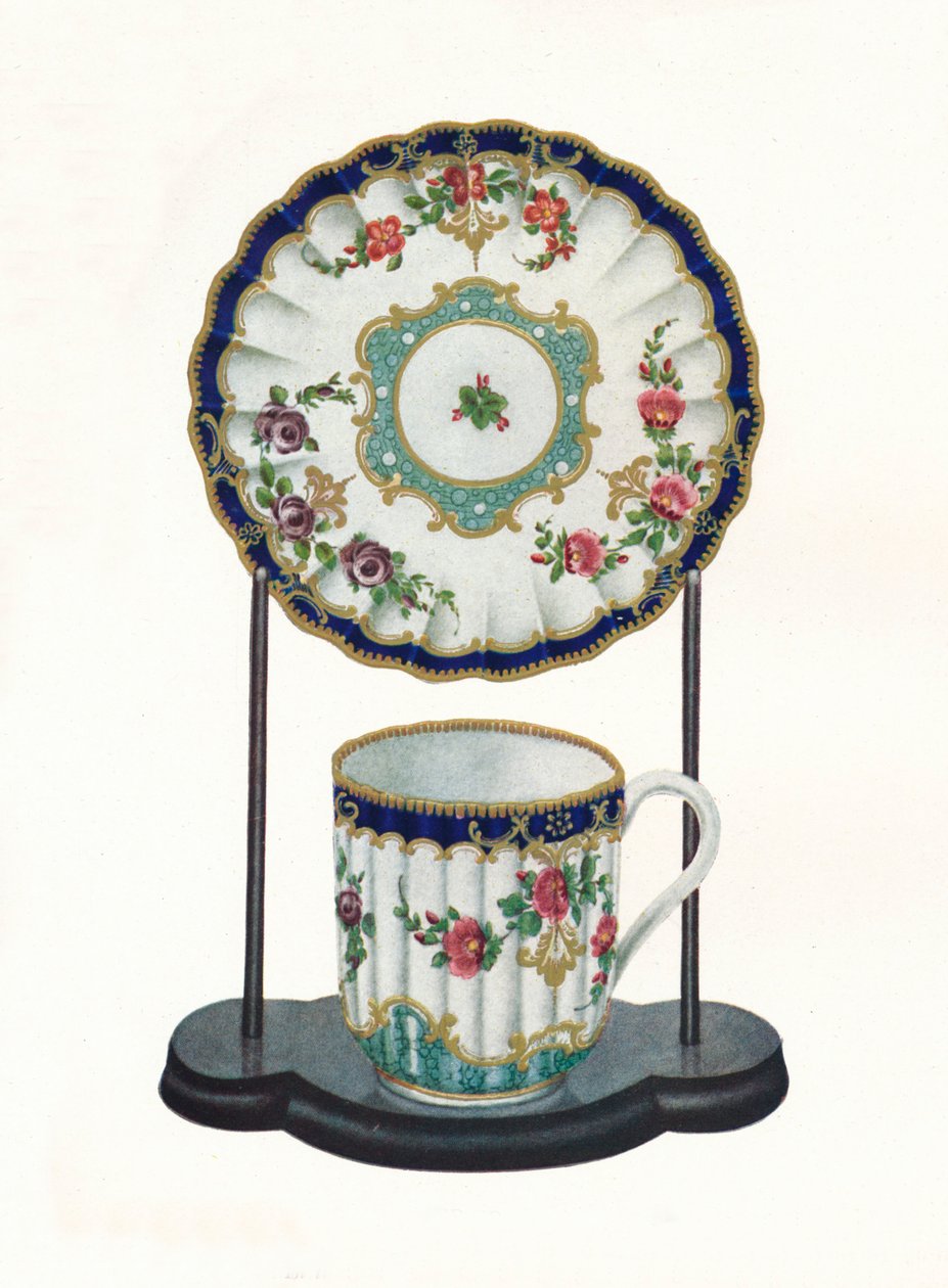Worcester Tasse und Untertasse, ca. 1770 von Unbekannt