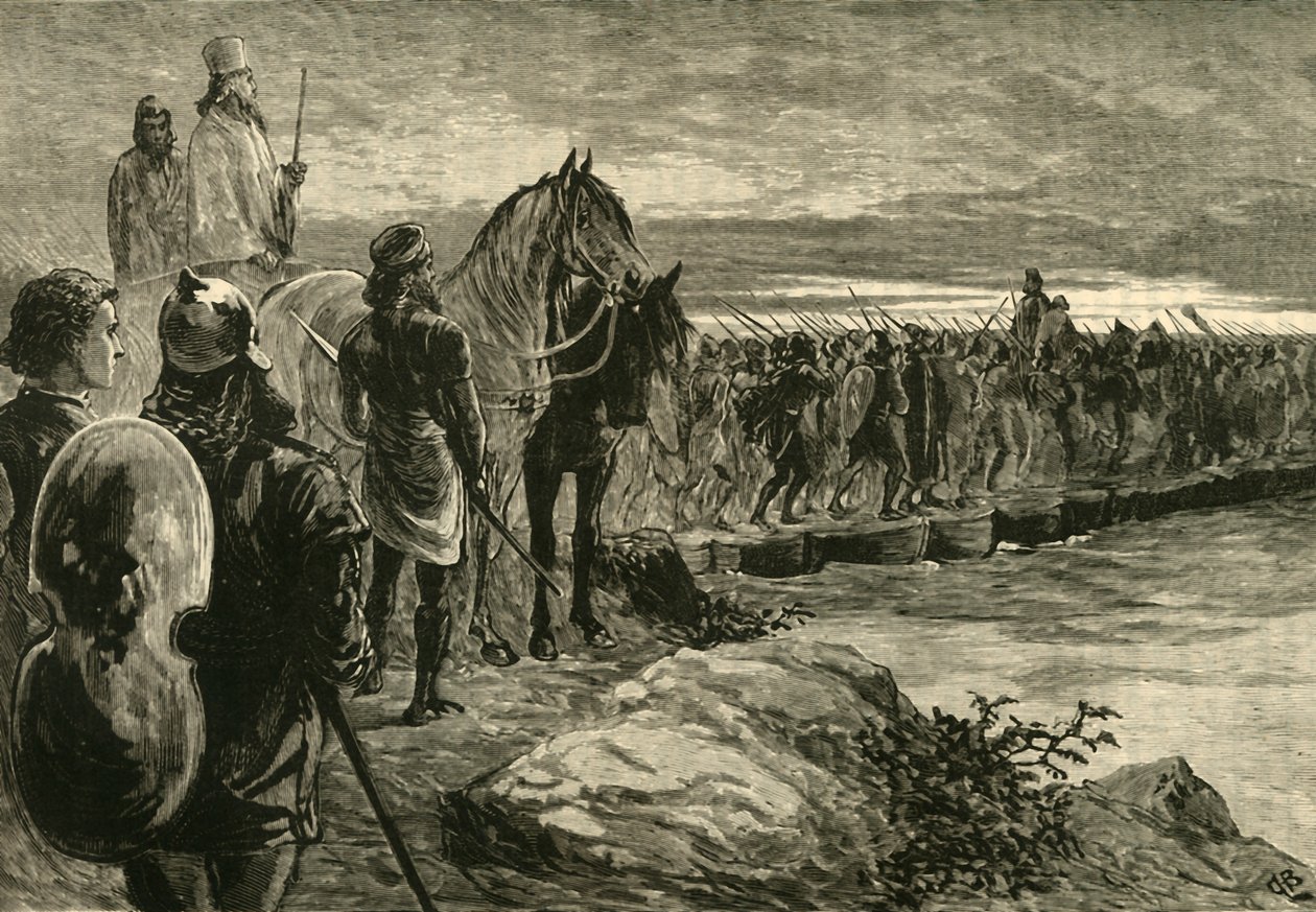 Xerxes überquert den Hellespont, 1890 von Unbekannt