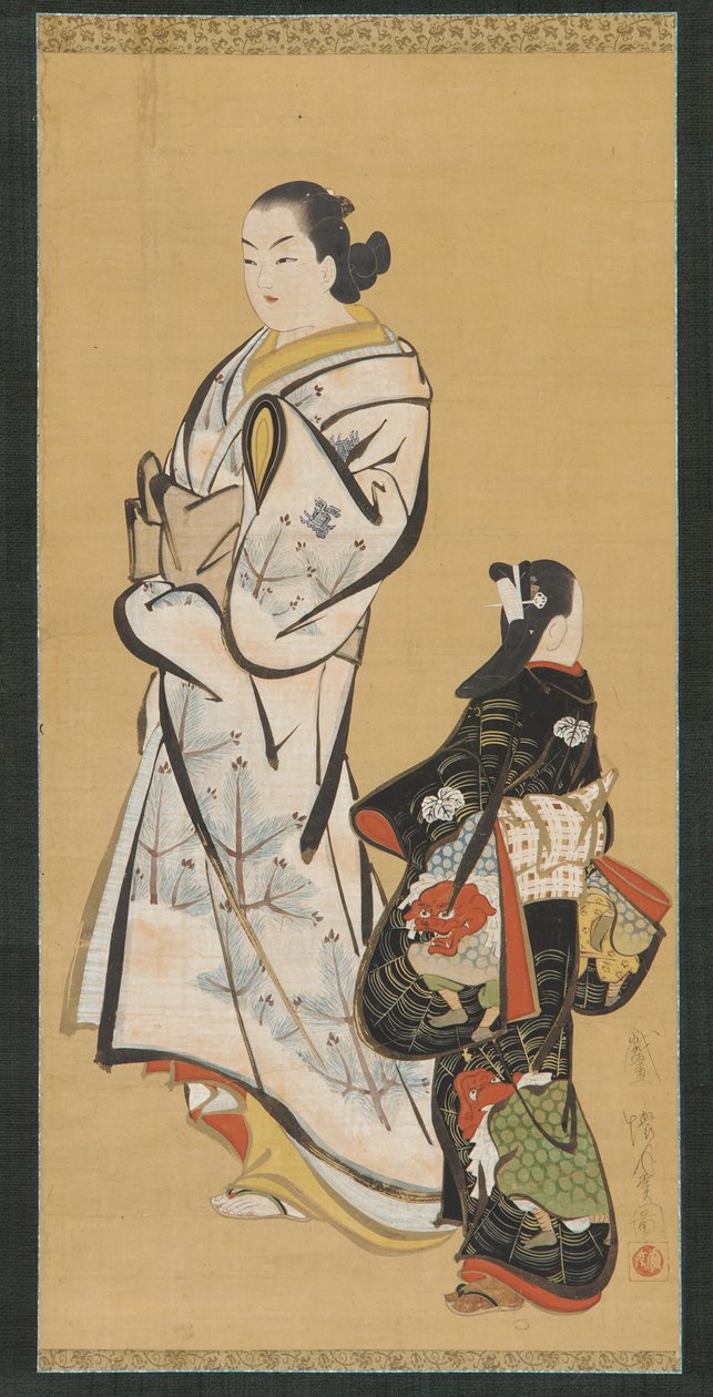 Yujo und ein Mädchen Kamuro, Edo-Periode von Unbekannt