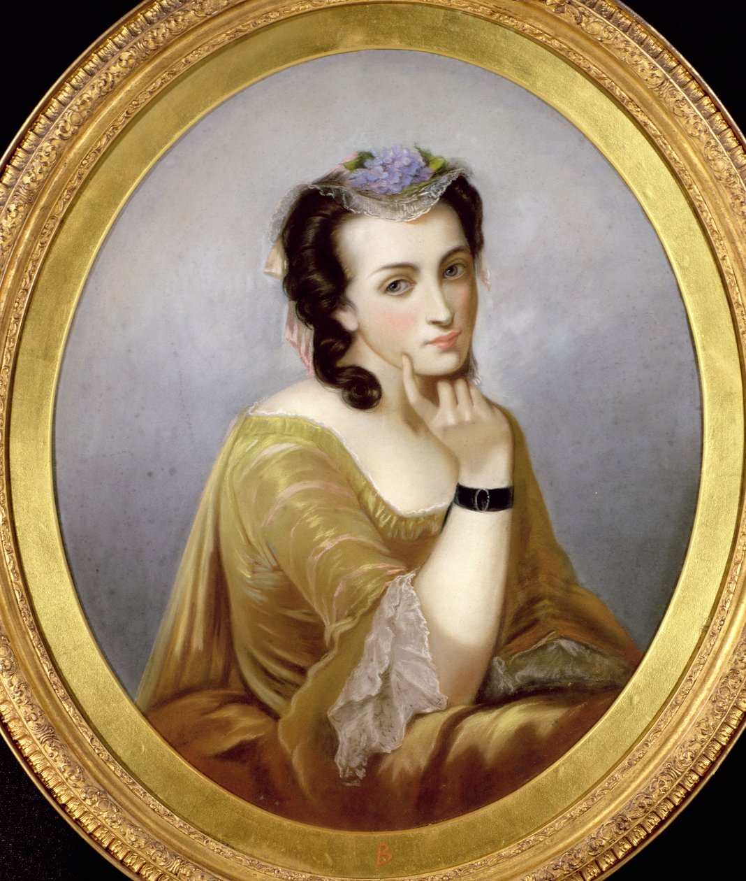 Frau in einem Watteau-Kleid, ca. 1870 (Pastell) von Unbekannt Unbekannt