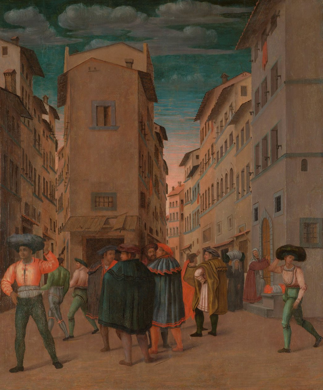 Florentinische Straßenszene mit zwölf Figuren von Unbekannt Unbekannt