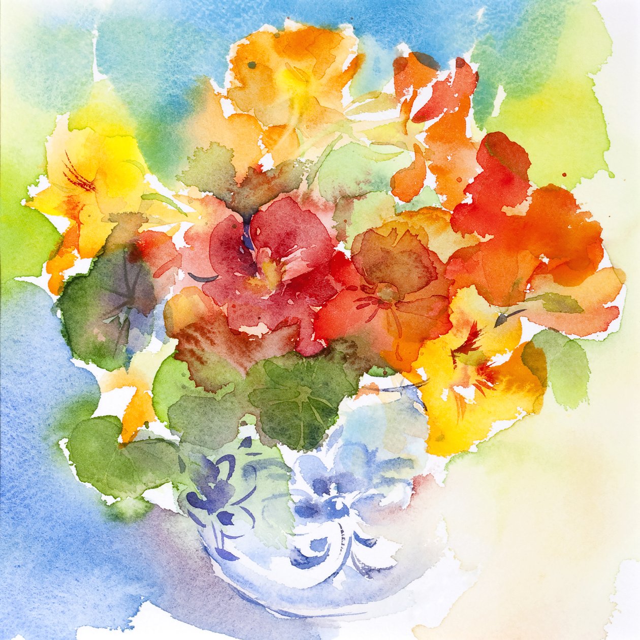 Nasturtium in Delft Vase, 2013 von Unbekannt Unbekannt