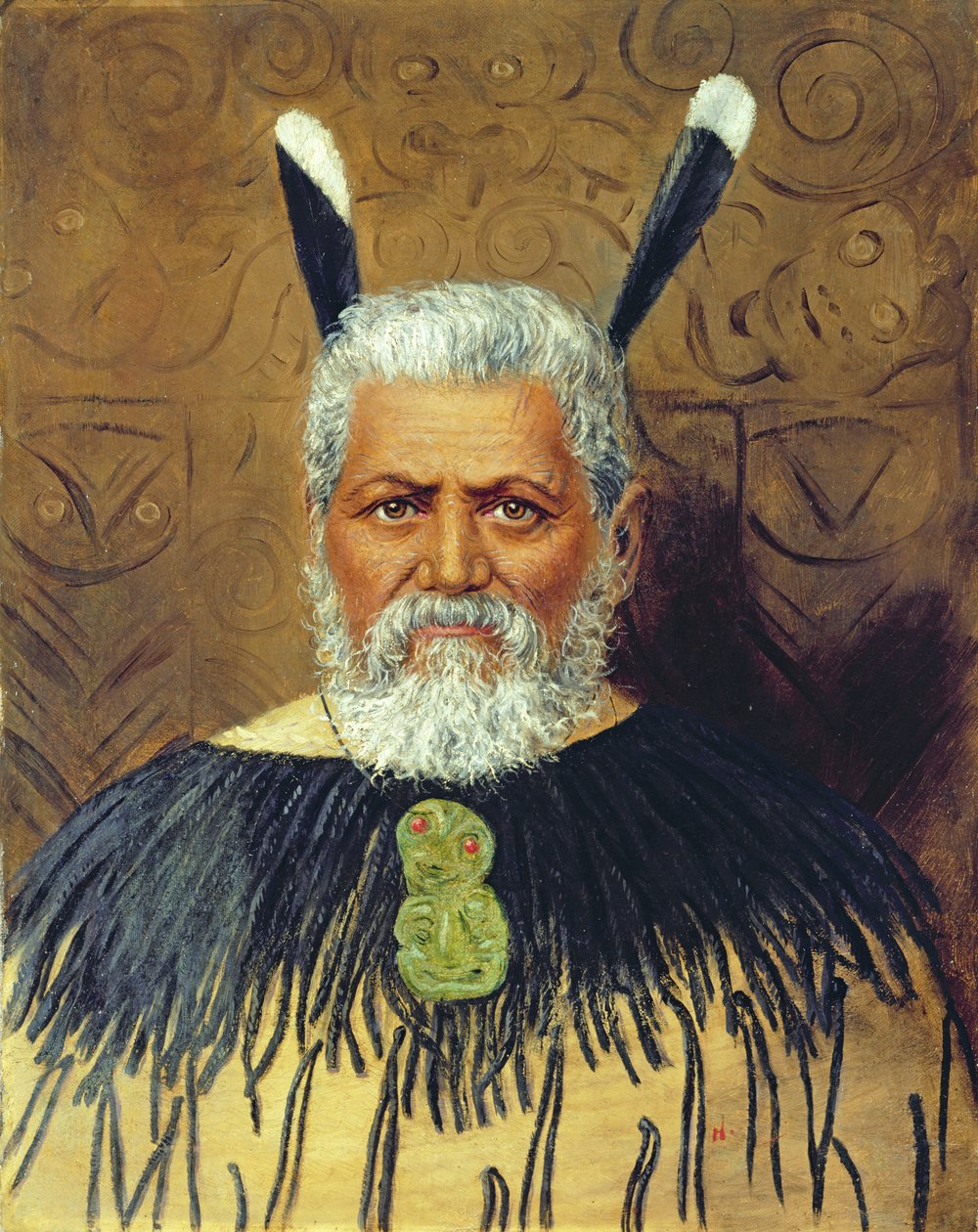 Porträt eines Maori, ca. 1890 von Unbekannt Unbekannt