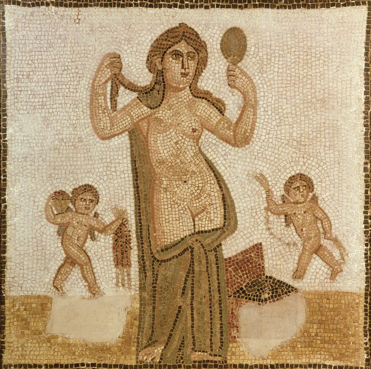 Venus bei ihrer Toilette, aus Thuburbo-Majus, römisch, 3. Jahrhundert n. Chr. von Unbekannt Unbekannt