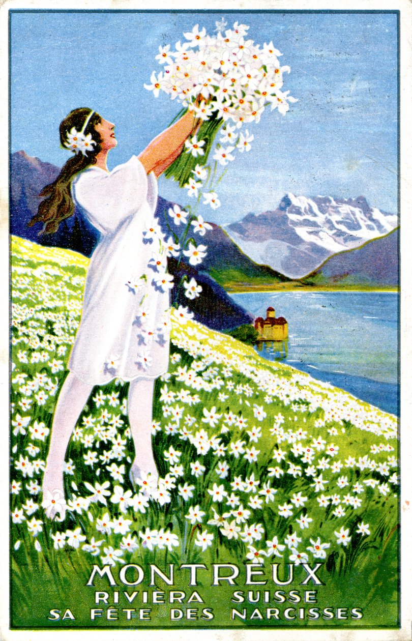 Werbung für das Narzissenfest in Montreux von Unbekannter Künstler