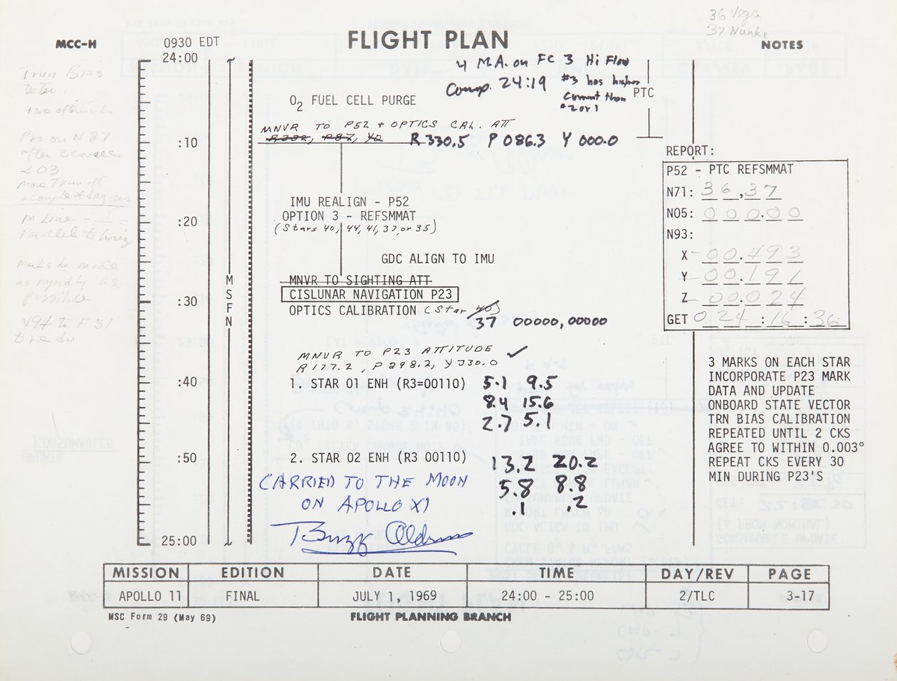 Apollo 11 Flugplan, Seiten 3-17/3-18. NASA/MSC von Unbekannt
