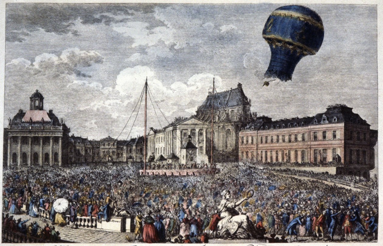 Aufstieg des Heißluftballons "Martial" von Unbekannter Künstler