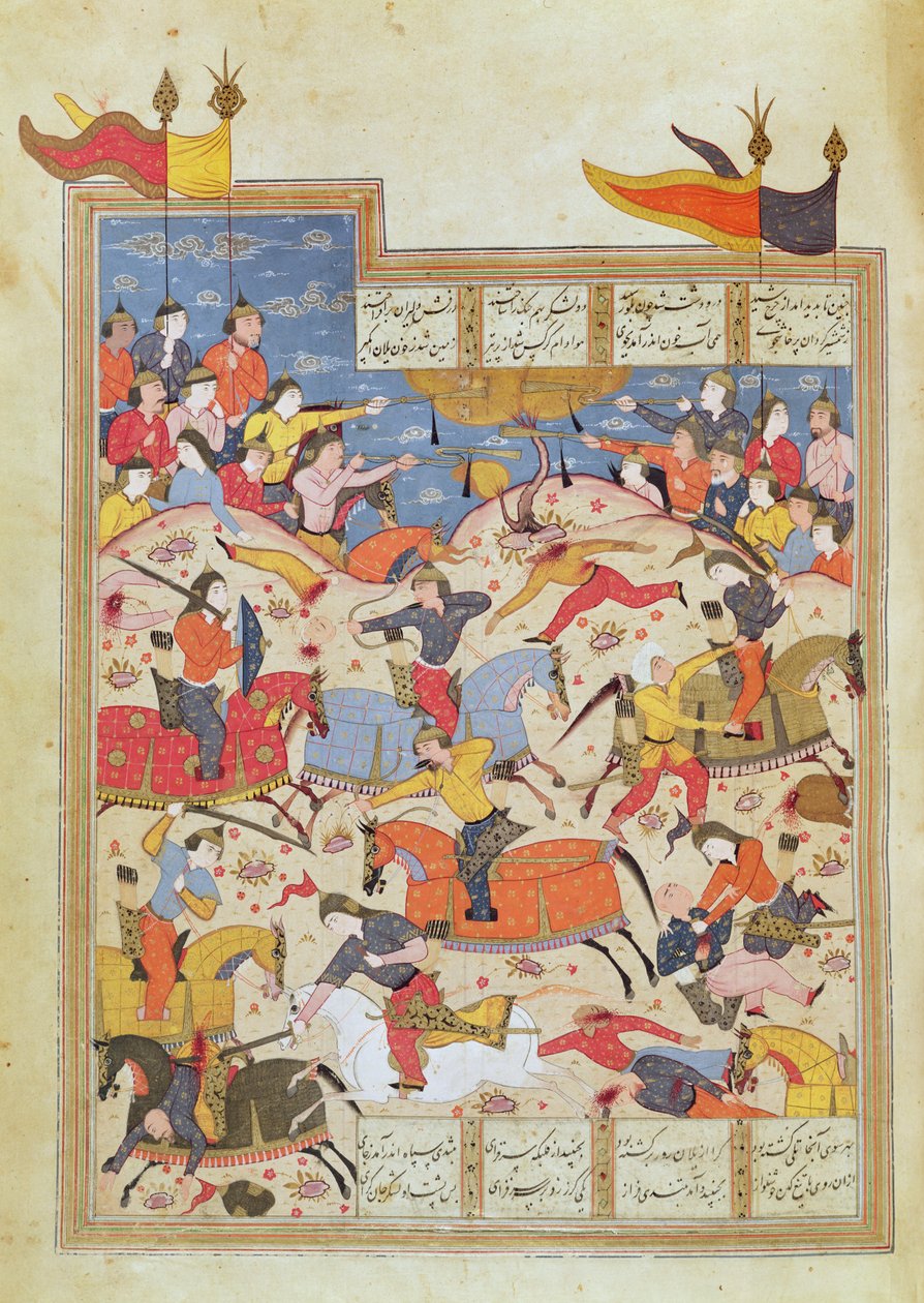 Kampfszene, Illustration aus dem „Shahnama“ von Unbekannt