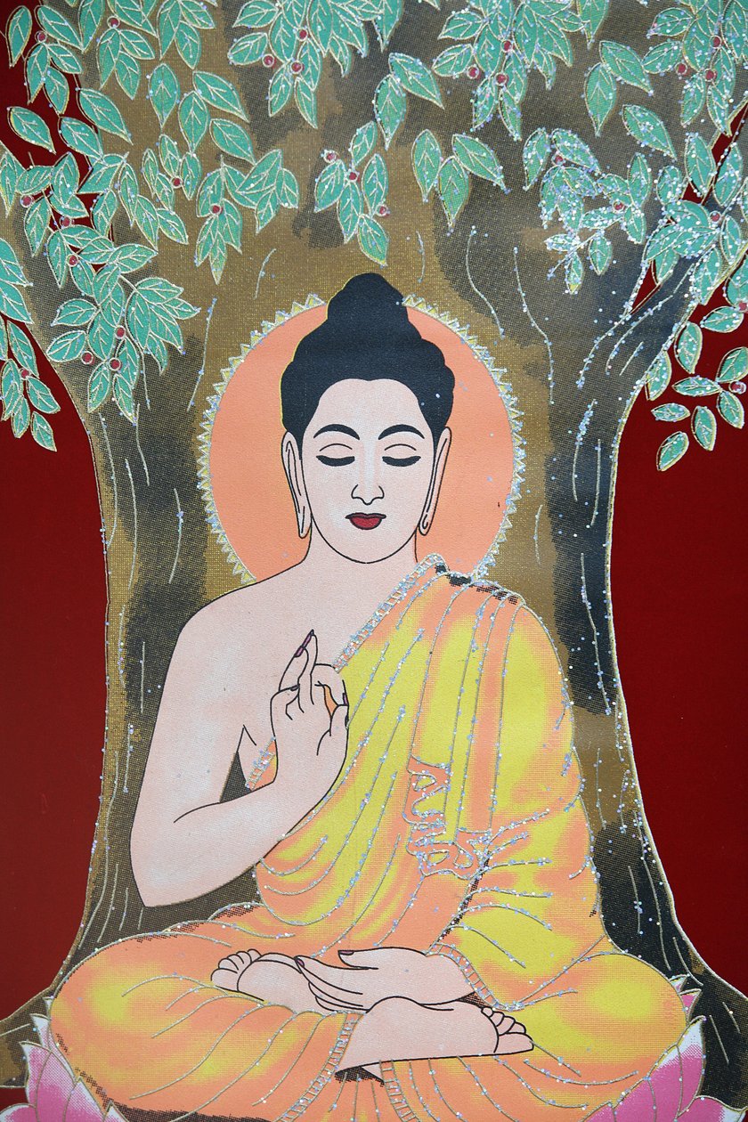 Buddha gibt einen Segen. Thangka, Kathmandu, Nepal von Unbekannt