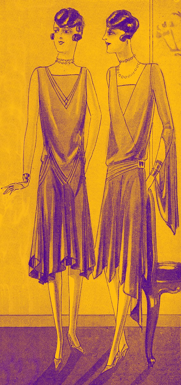 Mode: Abendkleider im Frühling 1928 von Unbekannter Künstler
