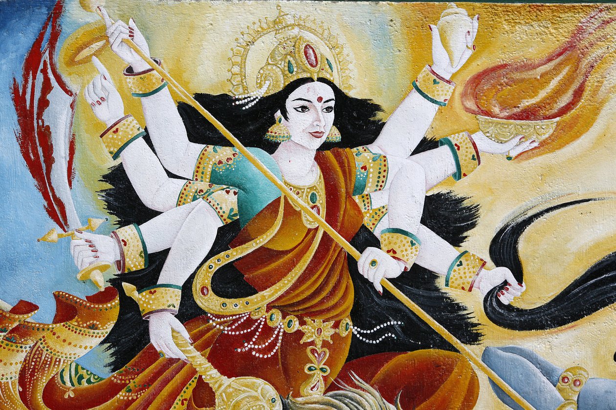 Göttin Durga besiegt das Böse, Kathmandu, Nepal von Unbekannt