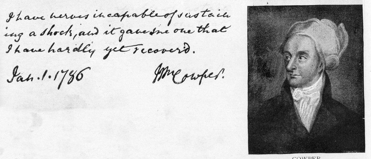 Handschrift und Unterschrift von William Cowper von Unbekannt